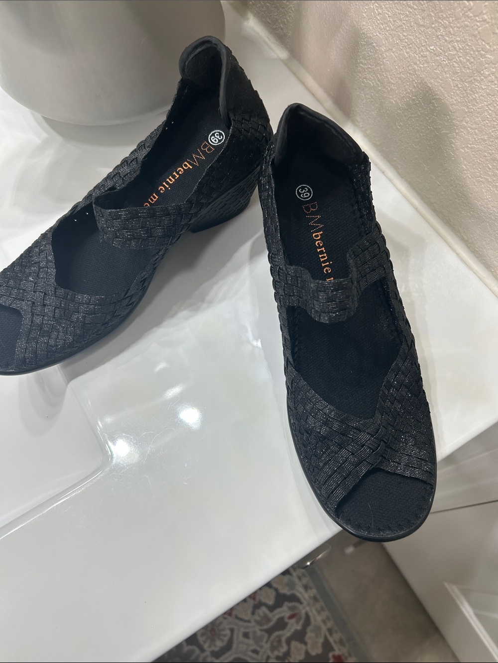 Bernie Mev. Black brand new open toe shoes. Great look